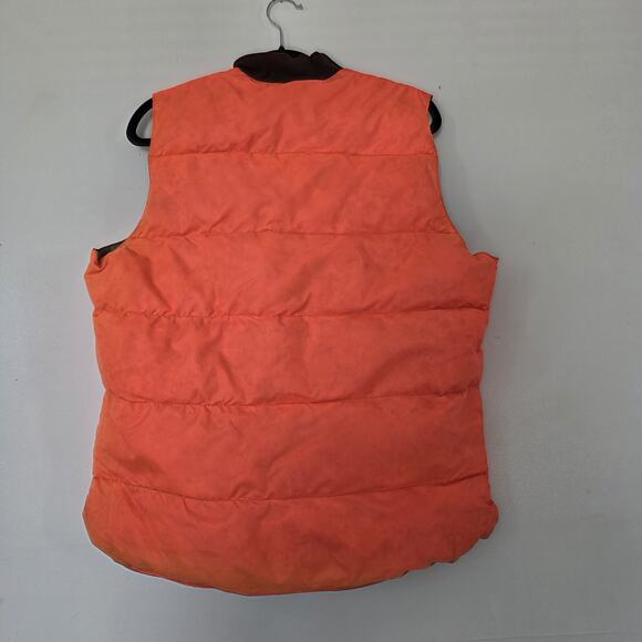Vintage Kmart Reversible Down Hunting Vest Mens M Beige Orange Full Zip Gorpcore - Picture 8 of 11